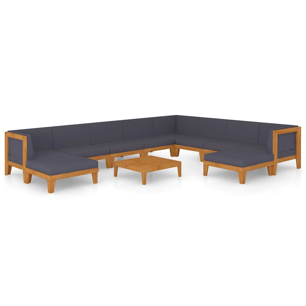 vidaXL 11-tlg. Garten-Lounge-Set mit Kissen Akazie Massivholz