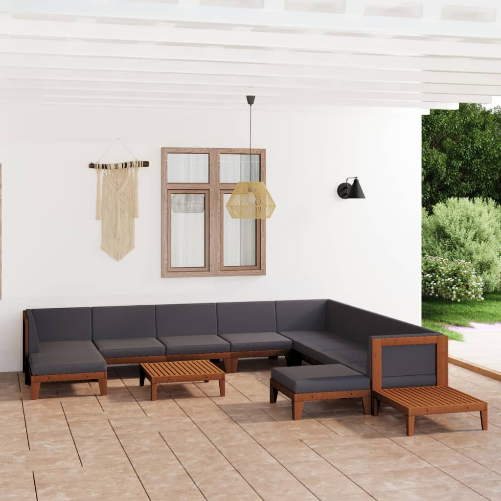 vidaXL 12-tlg. Garten-Lounge-Set mit Kissen Akazie Massivholz