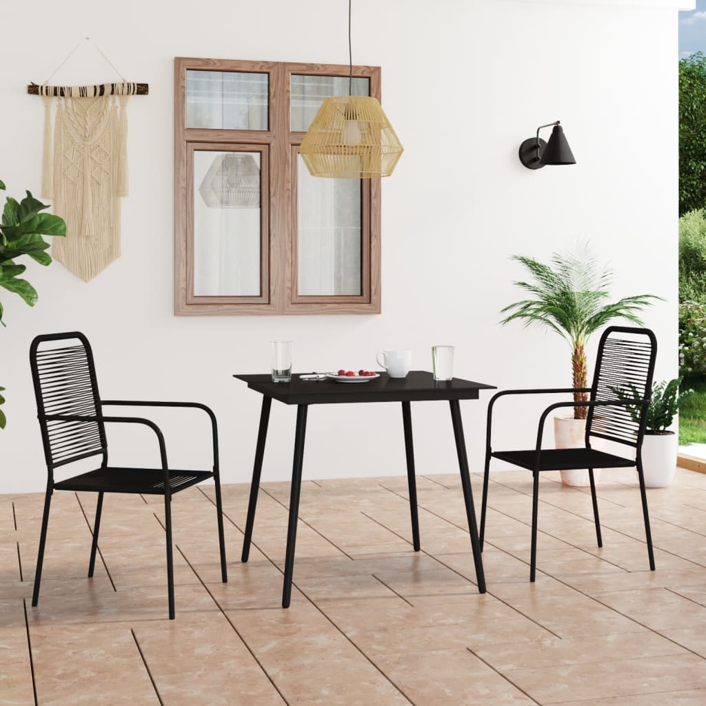 vidaXL 3-tlg. Garten-Essgruppe Baumwollseil und Stahl Schwarz