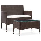 vidaXL 2-tlg. Garten-Lounge-Set mit Auflage Poly Rattan Braun