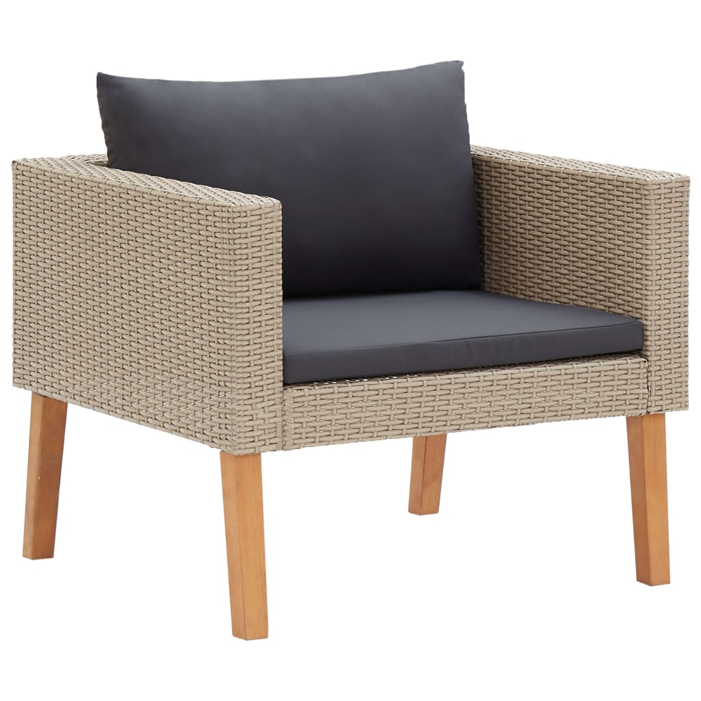 vidaXL 5-tlg. Garten-Lounge-Set mit Auflagen Poly Rattan Beige