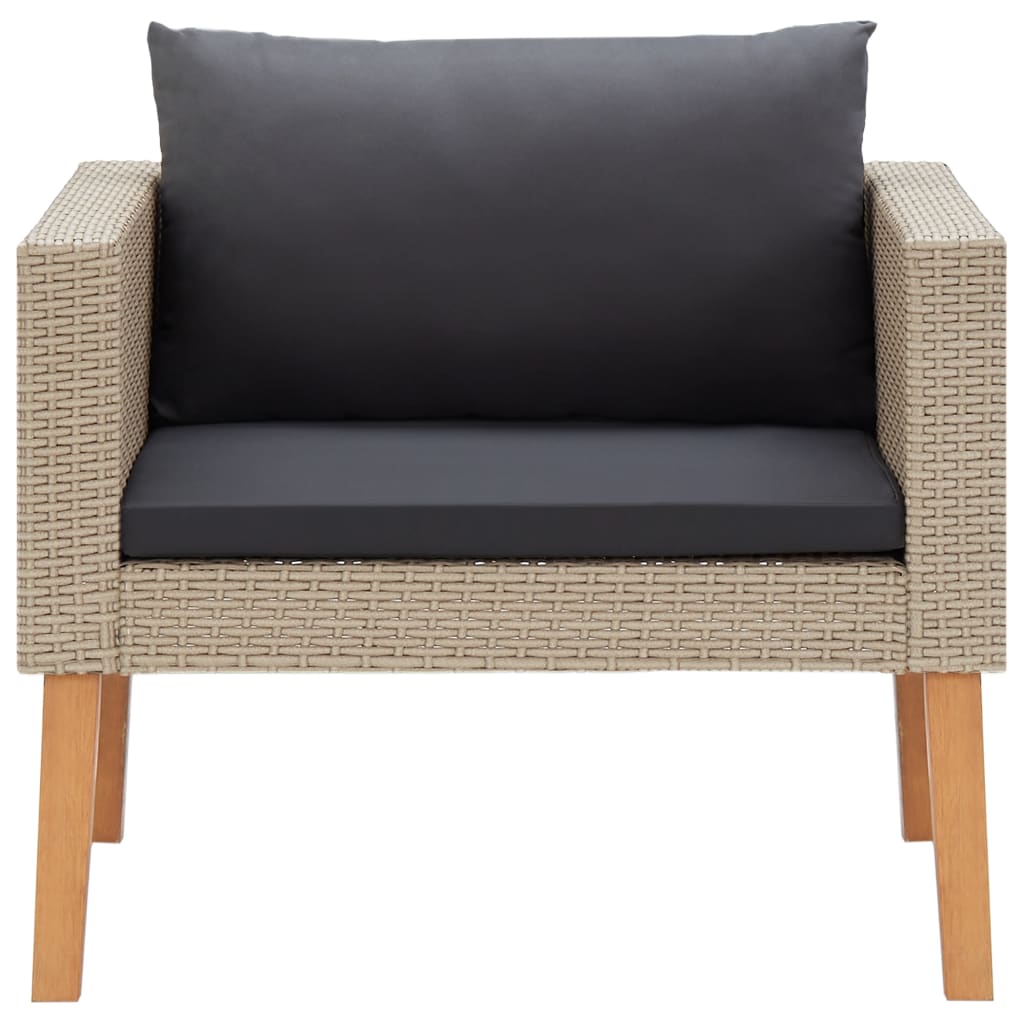 vidaXL 5-tlg. Garten-Lounge-Set mit Auflagen Poly Rattan Beige