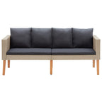 vidaXL 3-tlg. Garten-Lounge-Set mit Auflagen Poly Rattan Beige