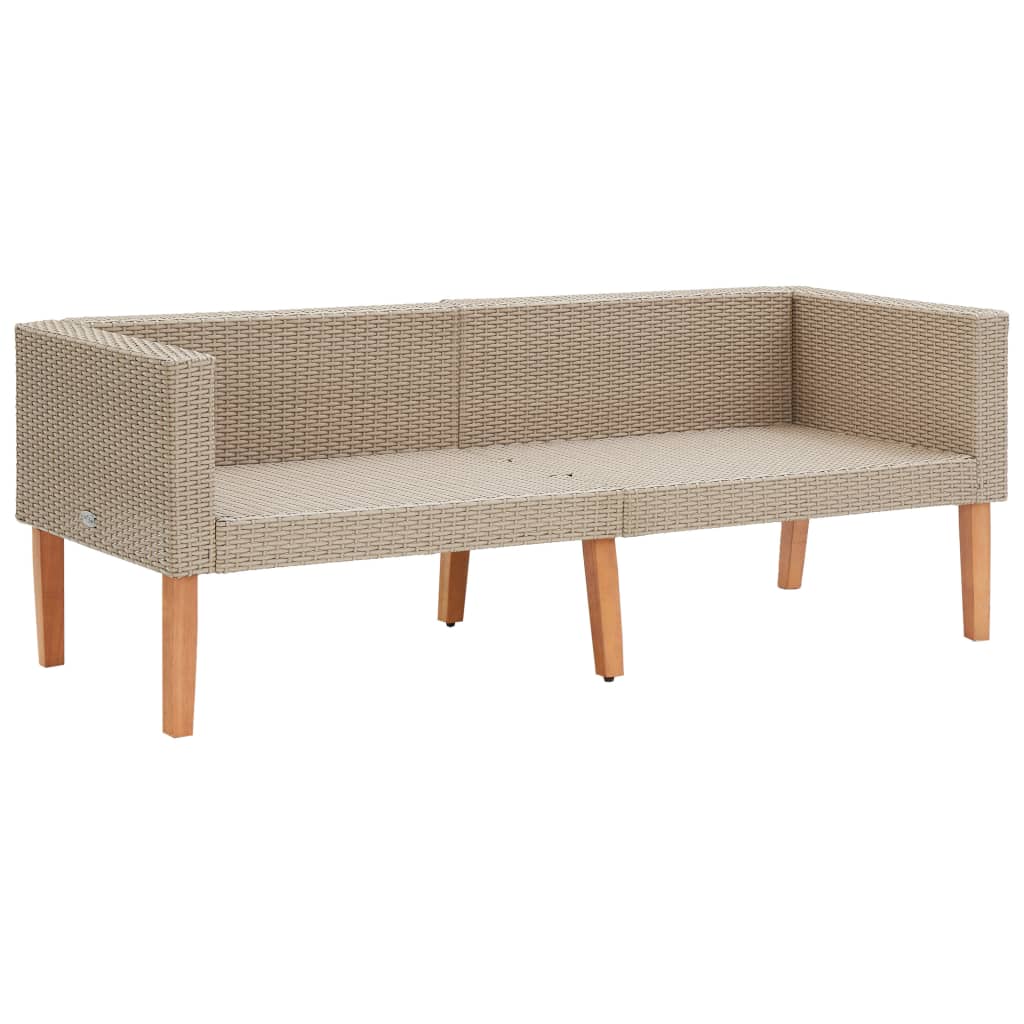vidaXL 3-tlg. Garten-Lounge-Set mit Auflagen Poly Rattan Beige