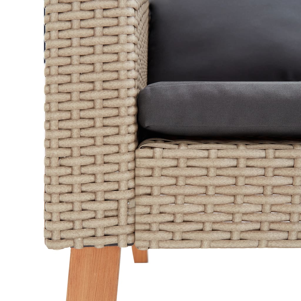 vidaXL 3-tlg. Garten-Lounge-Set mit Auflagen Poly Rattan Beige