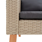 vidaXL 3-tlg. Garten-Lounge-Set mit Auflagen Poly Rattan Beige
