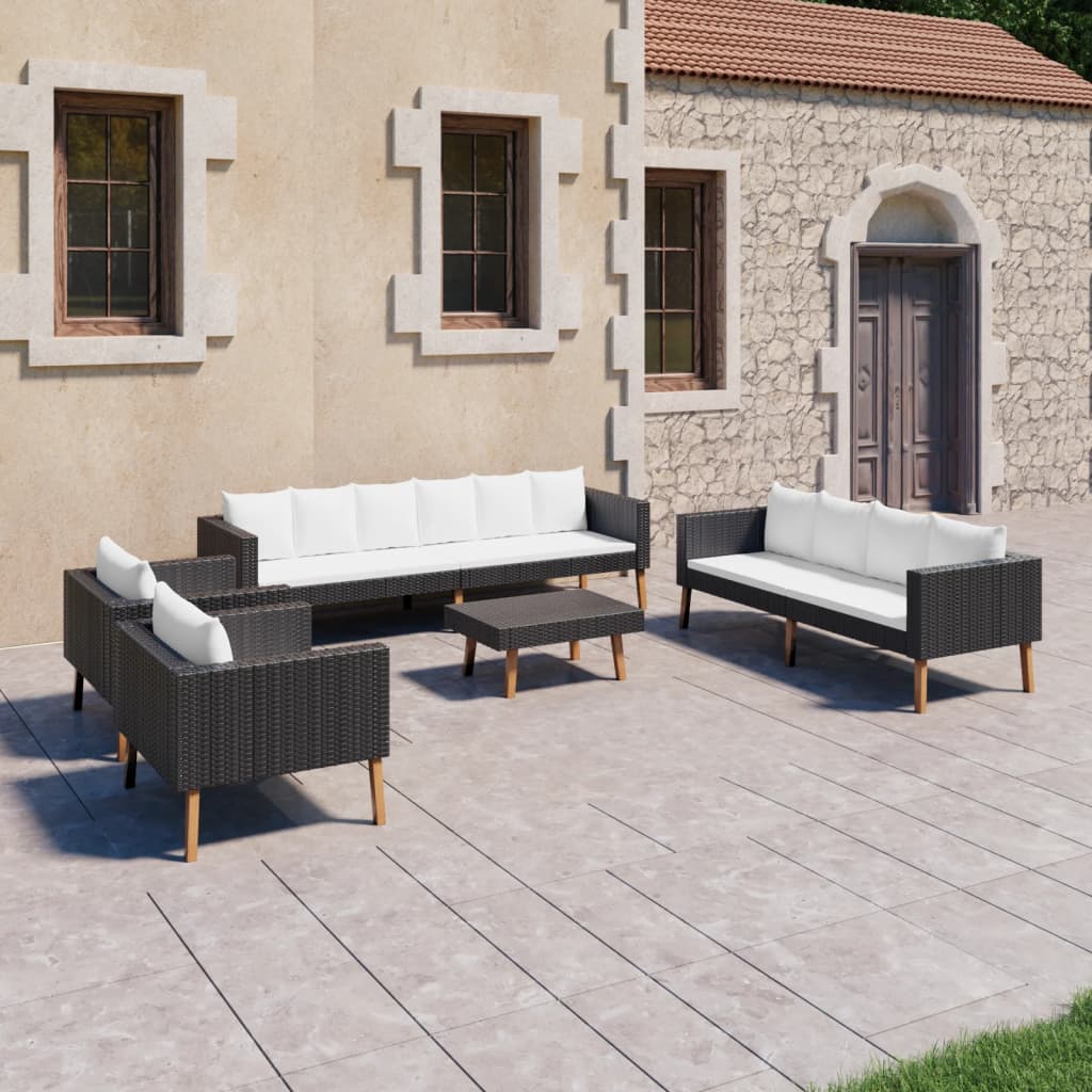 vidaXL 5-tlg. Garten-Lounge-Set mit Auflagen Poly Rattan Beige