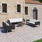 vidaXL 5-tlg. Garten-Lounge-Set mit Auflagen Poly Rattan Beige