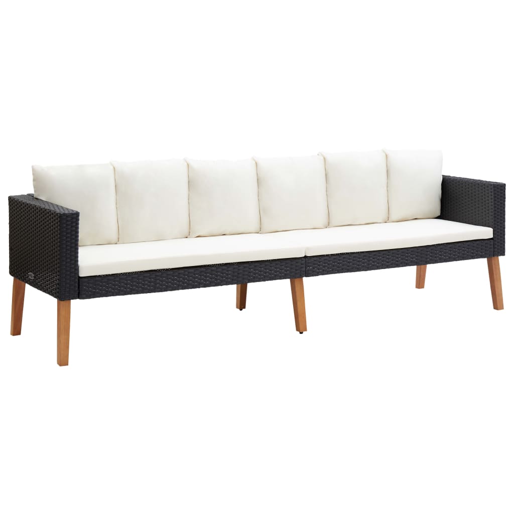 vidaXL 2-tlg. Garten-Lounge-Set mit Kissen Poly Rattan Schwarz