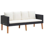 vidaXL 3-tlg. Garten-Lounge-Set mit Kissen Poly-Rattan Schwarz