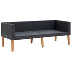 vidaXL 3-tlg. Garten-Lounge-Set mit Kissen Poly-Rattan Schwarz