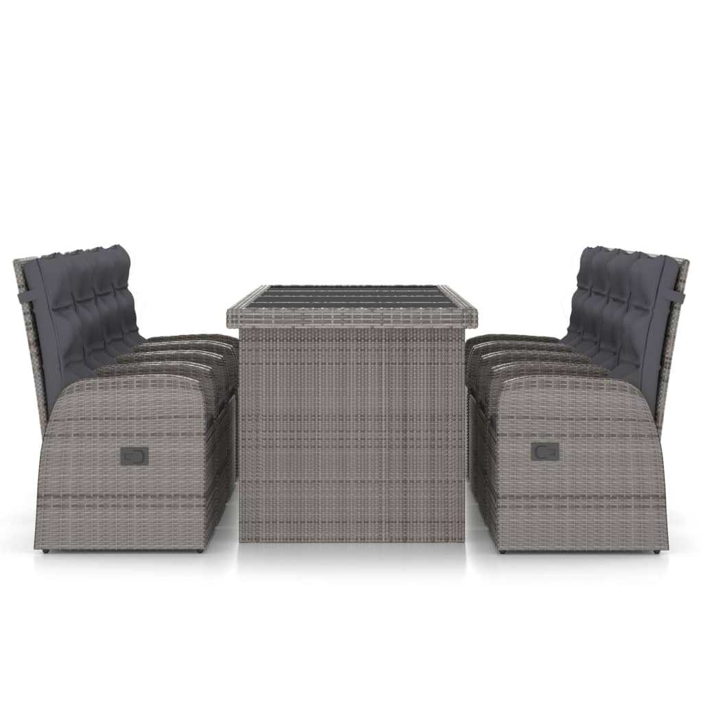 vidaXL 9-tlg. Garten-Essgruppe mit Kissen Poly Rattan Grau
