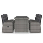 vidaXL 7-tlg. Garten-Essgruppe mit Kissen Poly Rattan Grau