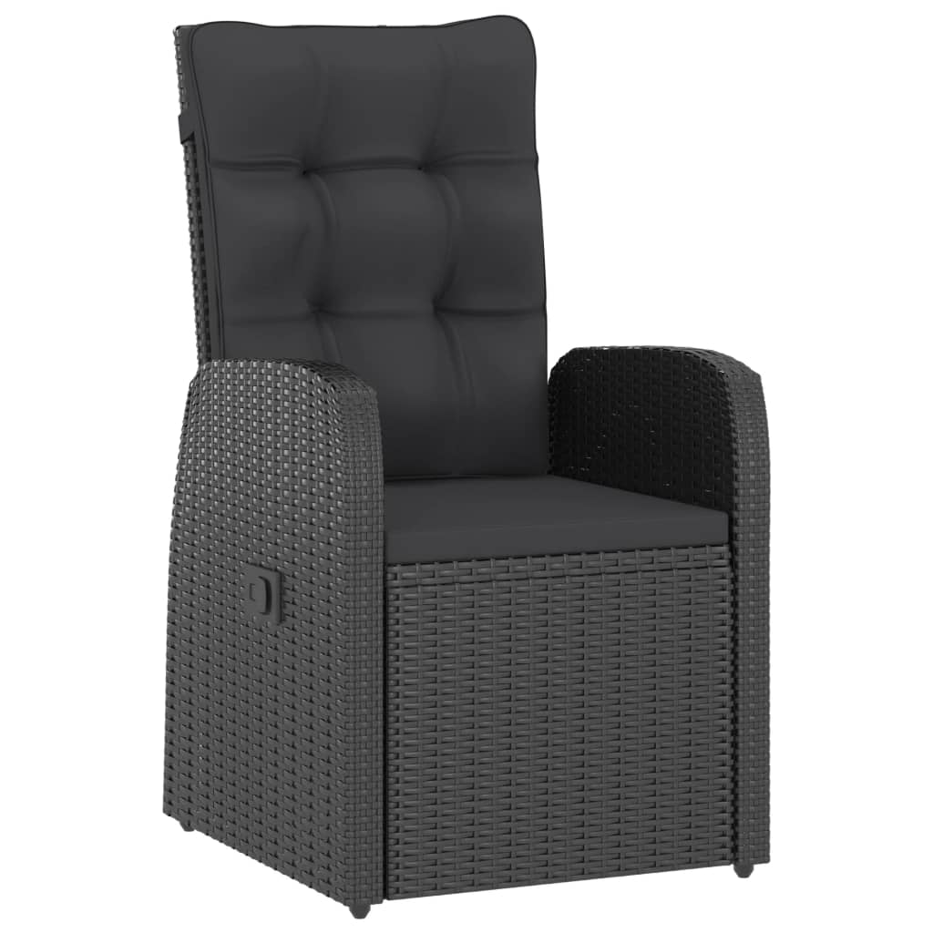 vidaXL 11-tlg. Garten-Essgruppe mit Kissen Poly Rattan Schwarz