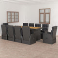 vidaXL 11-tlg. Garten-Essgruppe mit Kissen Poly Rattan Schwarz