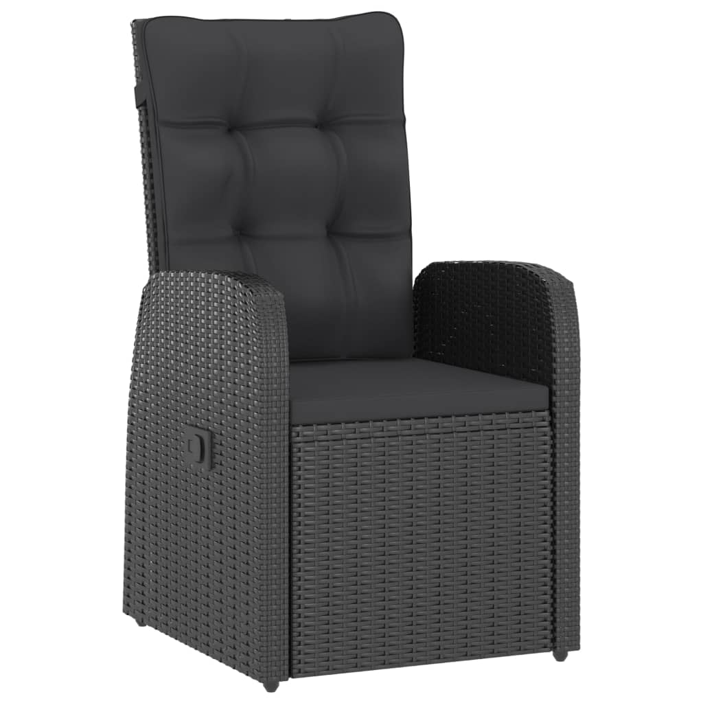 vidaXL 5-tlg. Garten-Essgruppe mit Auflagen Poly Rattan Schwarz