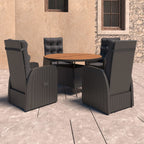 vidaXL 5-tlg. Garten-Essgruppe mit Auflagen Poly Rattan Schwarz