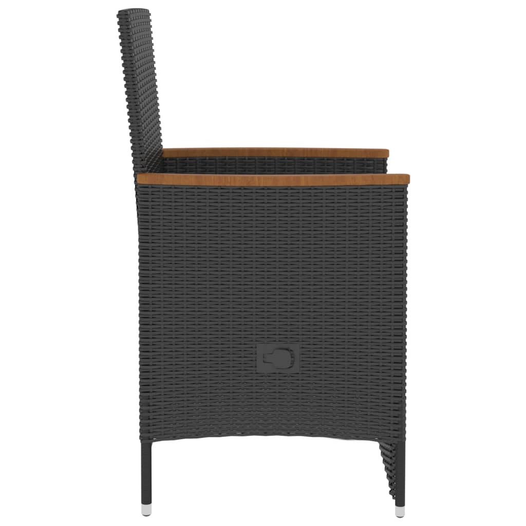 vidaXL 5-tlg. Garten-Essgruppe mit Kissen Poly Rattan Schwarz