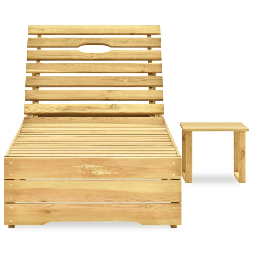 vidaXL Sonnenliege mit Tisch Grün Imprägniertes Kiefernholz