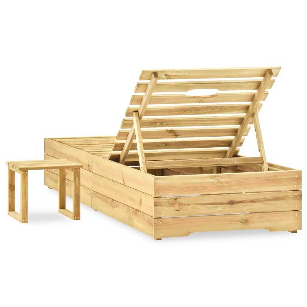 vidaXL Sonnenliege mit Tisch Grün Imprägniertes Kiefernholz