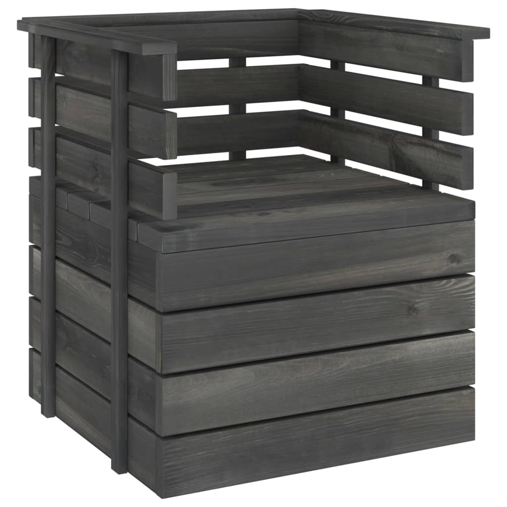 vidaXL Gartensessel Massivholz Kiefer Dunkelgrau