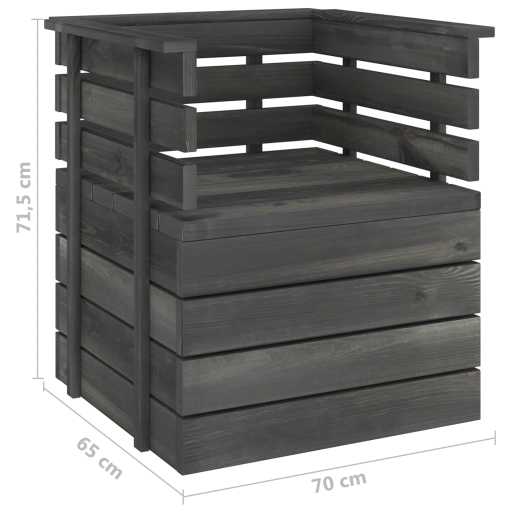 vidaXL Gartensessel Massivholz Kiefer Dunkelgrau