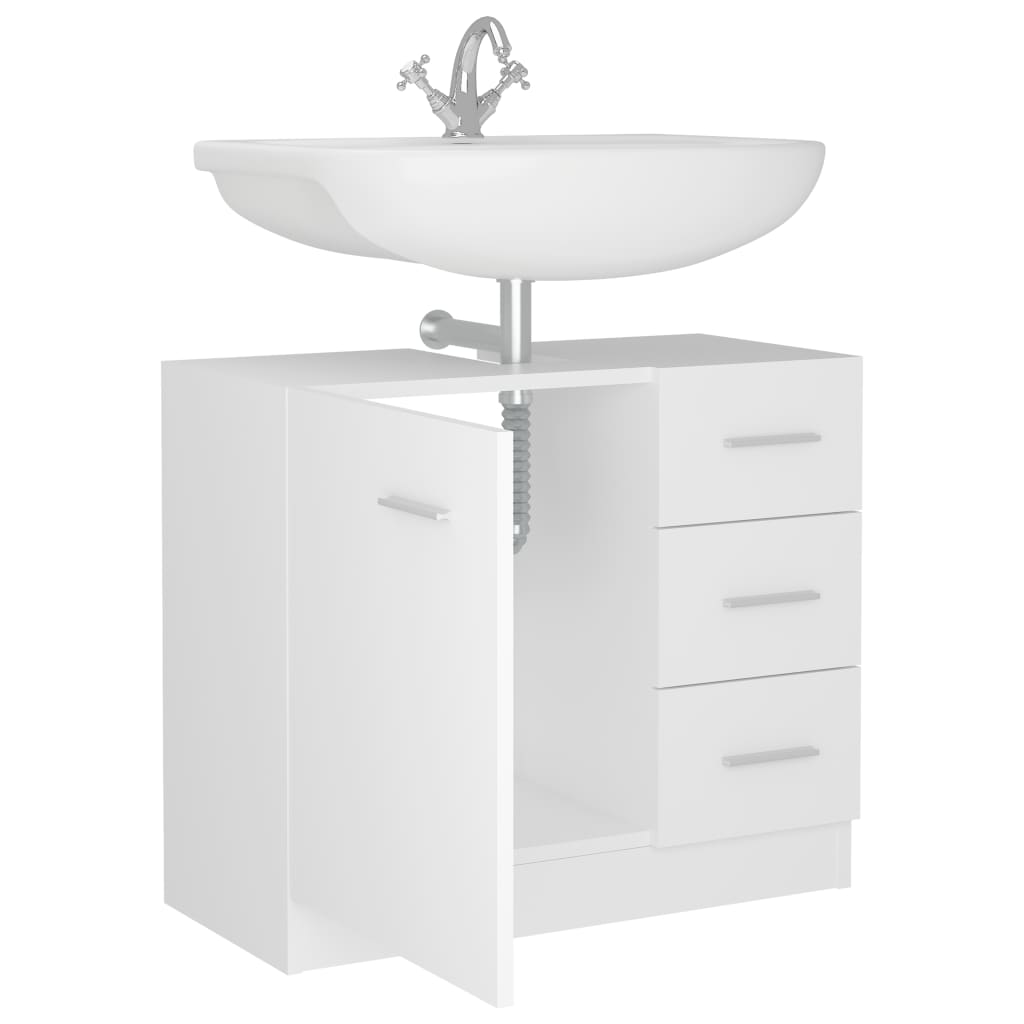 vidaXL Waschbeckenunterschrank Weiß 63x30x54 cm Holzwerkstoff