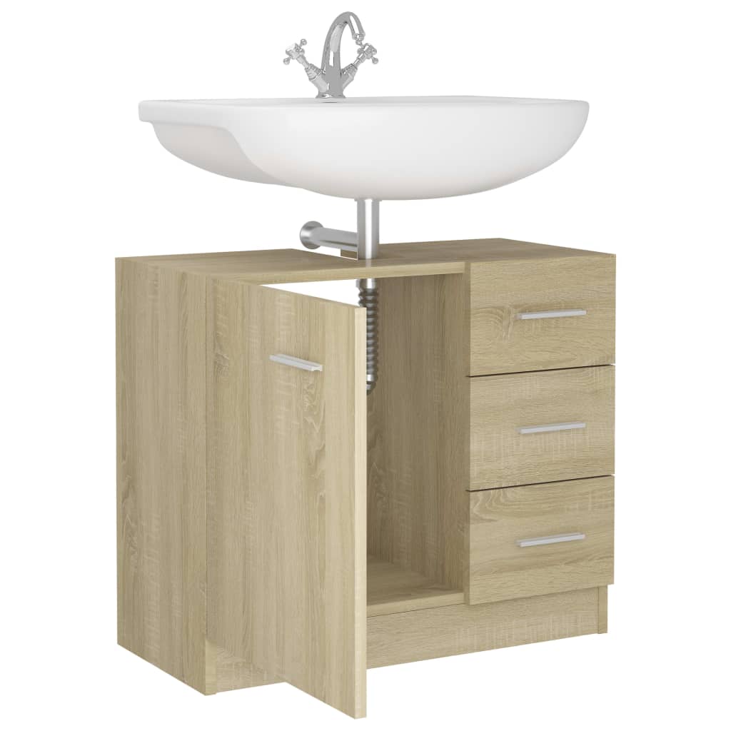 vidaXL Waschbeckenunterschrank Sonoma-Eiche 63x30x54 cm Holzwerkstoff