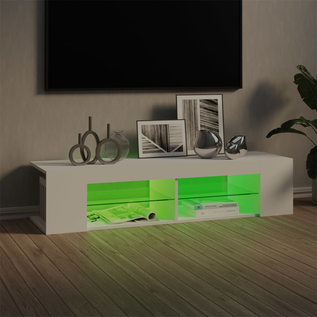 vidaXL TV-Schrank mit LED-Leuchten Weiß 135x39x30 cm