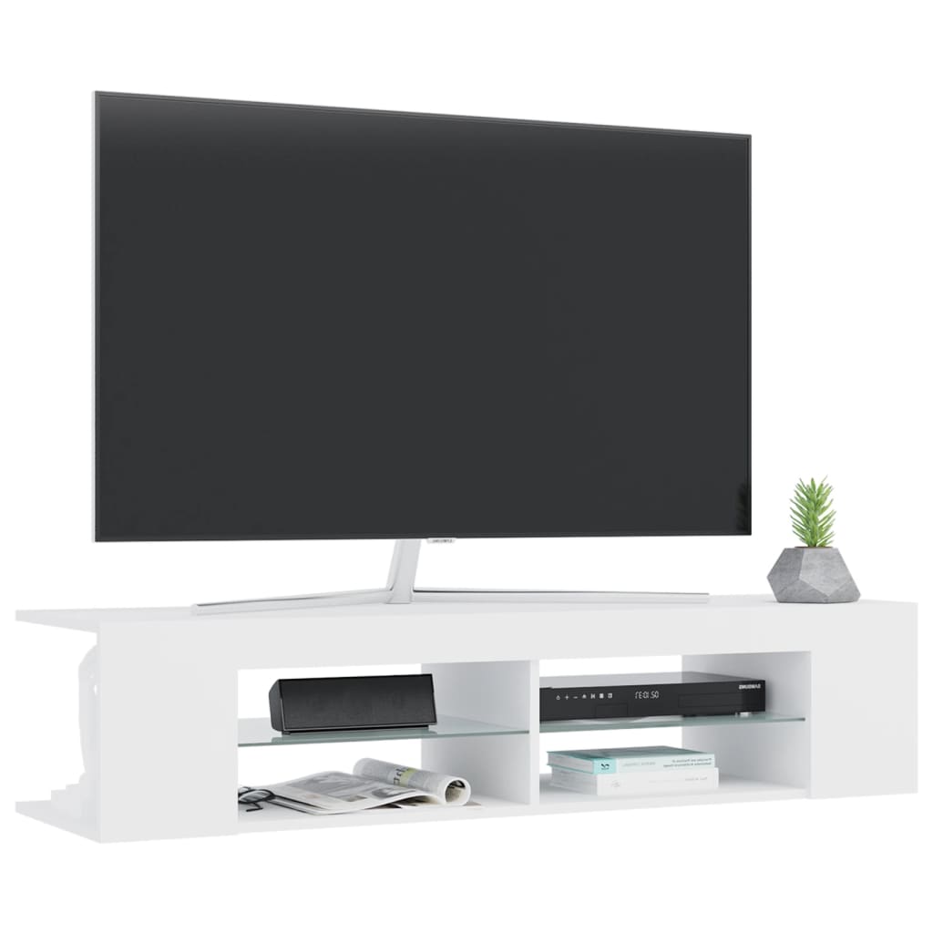 vidaXL TV-Schrank mit LED-Leuchten Weiß 135x39x30 cm