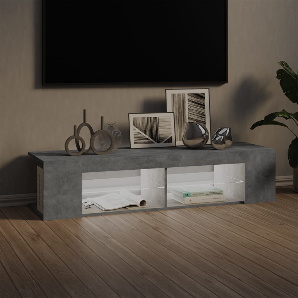 vidaXL TV-Schrank mit LED-Leuchten Betongrau 135x39x30 cm
