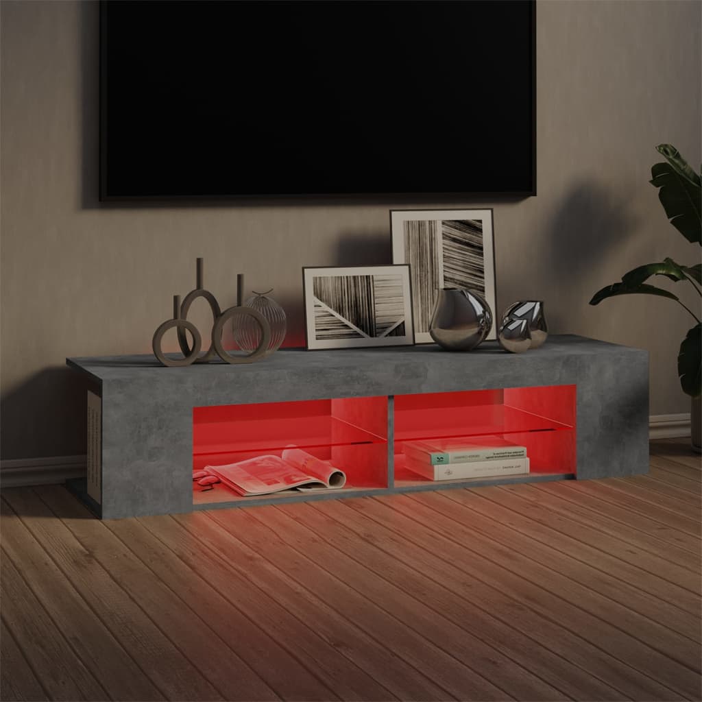 vidaXL TV-Schrank mit LED-Leuchten Betongrau 135x39x30 cm