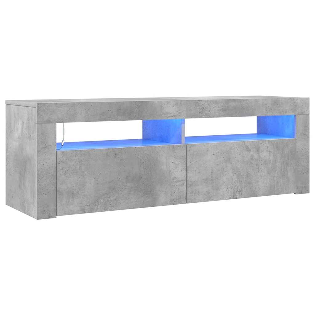 vidaXL TV-Schrank mit LED-Beleuchtung Betongrau 120x35x40 cm
