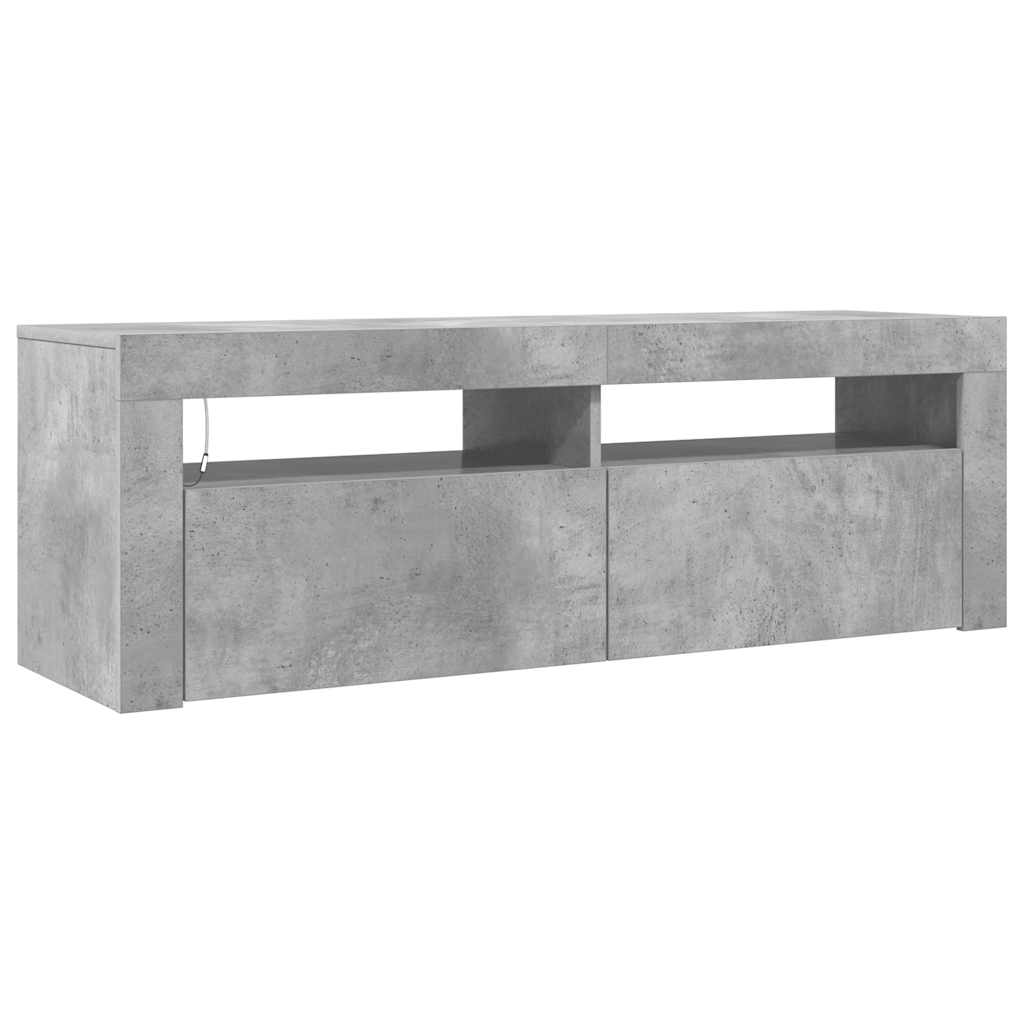 vidaXL TV-Schrank mit LED-Beleuchtung Betongrau 120x35x40 cm