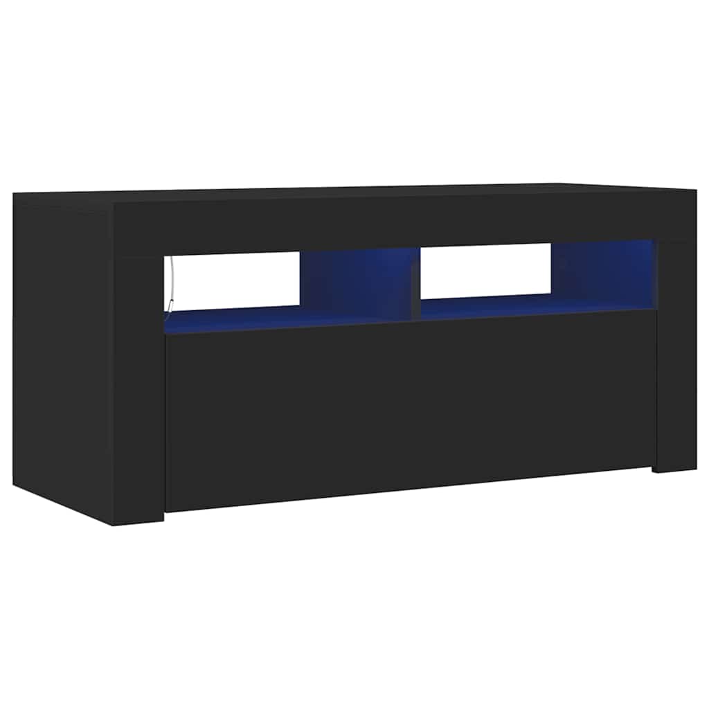 vidaXL TV-Schrank mit LED-Beleuchtung Schwarz 90x35x40 cm