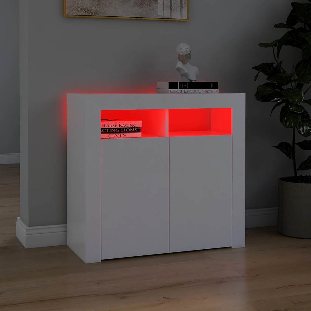 vidaXL Sideboard mit LED-Leuchten Weiß 80x35x75 cm