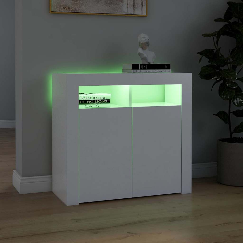 vidaXL Sideboard mit LED-Leuchten Weiß 80x35x75 cm