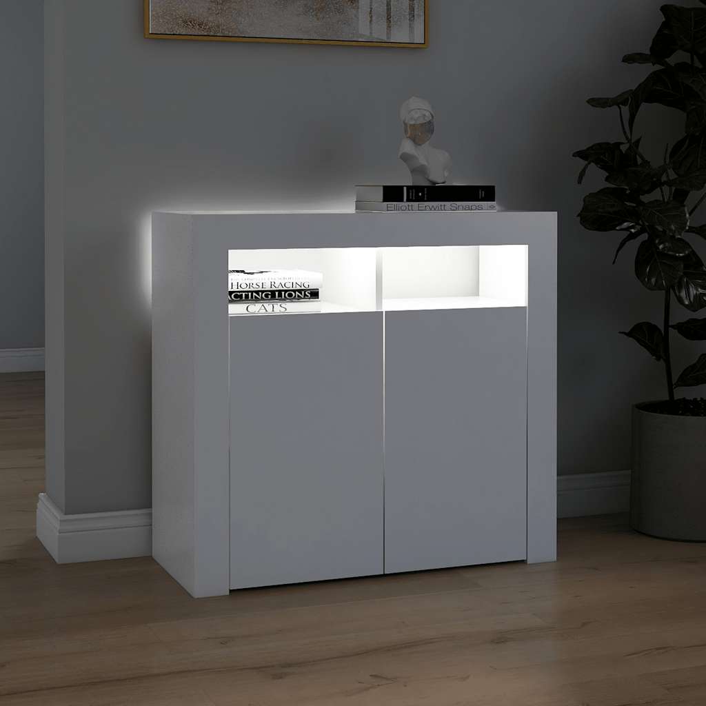 vidaXL Sideboard mit LED-Leuchten Weiß 80x35x75 cm