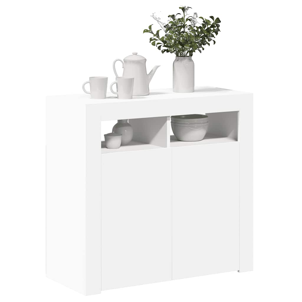 vidaXL Sideboard mit LED-Leuchten Weiß 80x35x75 cm