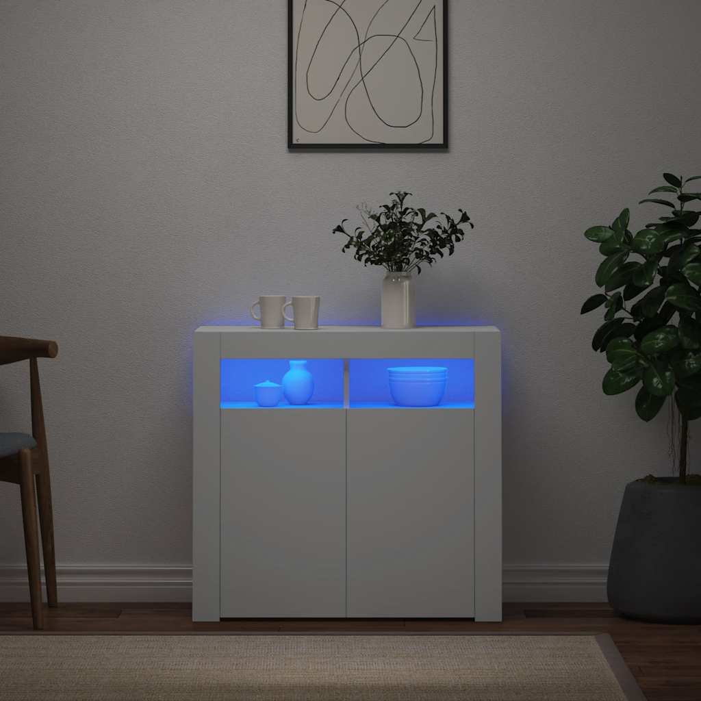 vidaXL Sideboard mit LED-Leuchten Weiß 80x35x75 cm