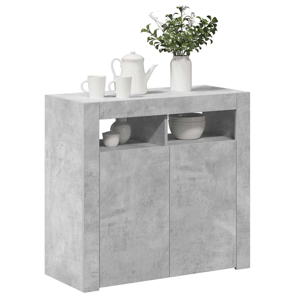 vidaXL Sideboard mit LED-Leuchten Betongrau 80x35x75 cm