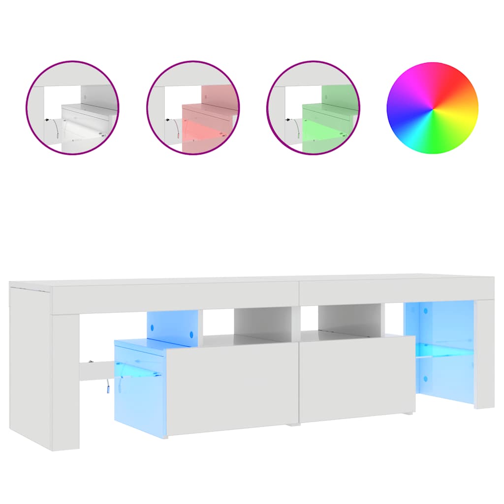 vidaXL TV-Schrank mit LED-Beleuchtung Hochglanz-Weiß 140x36,5x40 cm