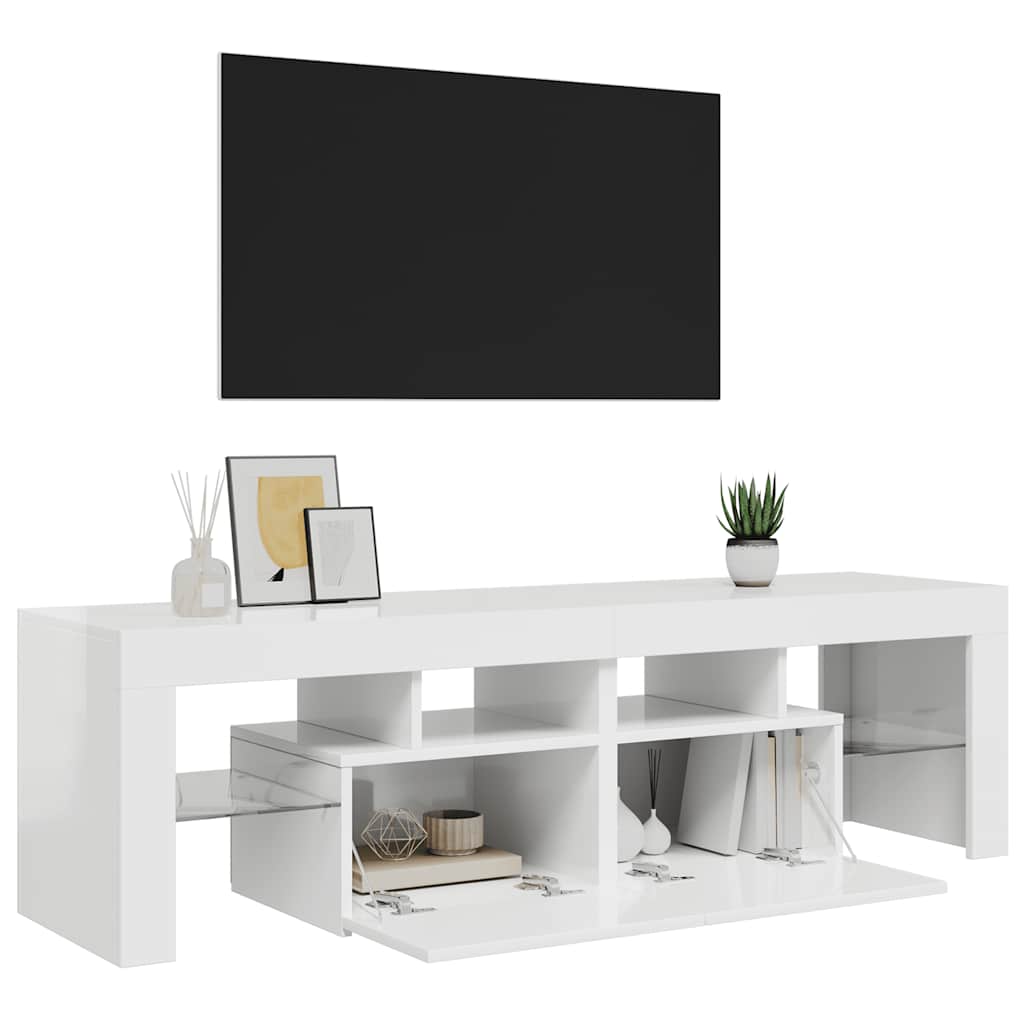 vidaXL TV-Schrank mit LED-Beleuchtung Hochglanz-Weiß 140x36,5x40 cm
