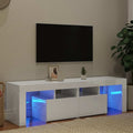 vidaXL TV-Schrank mit LED-Beleuchtung Hochglanz-Weiß 140x36,5x40 cm