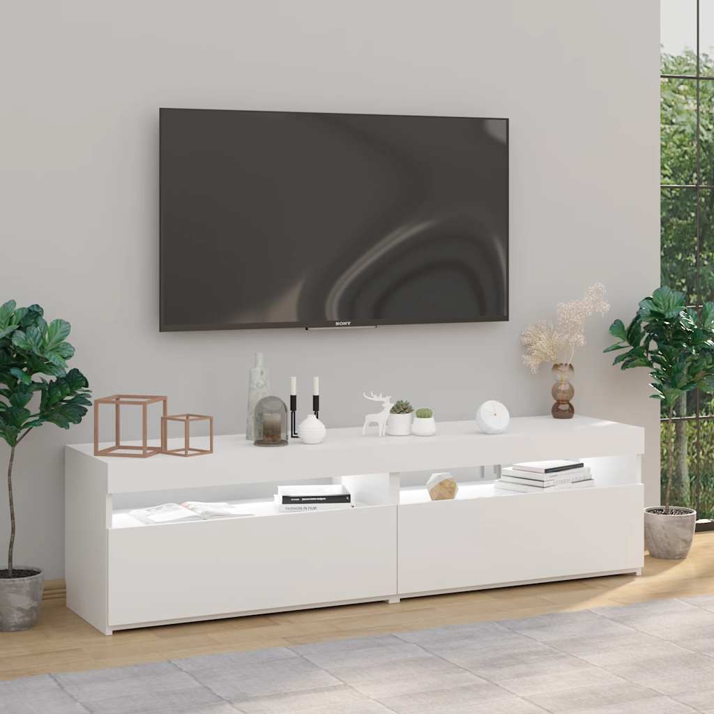 vidaXL TV-Schränke 2 Stk. mit LED-Leuchten Weiß 75x35x40 cm