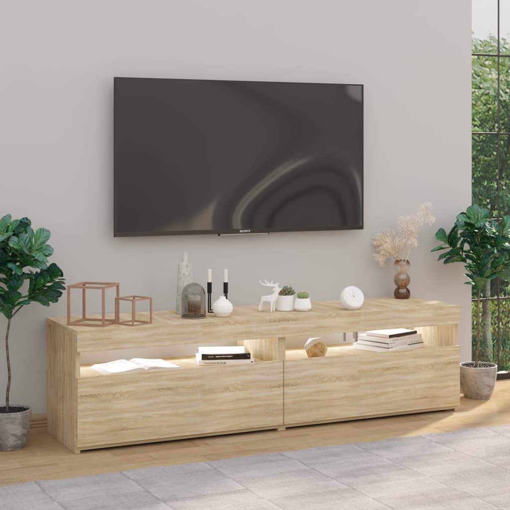 vidaXL TV-Schränke 2 Stk. mit LED-Leuchten Sonoma-Eiche 75x35x40 cm