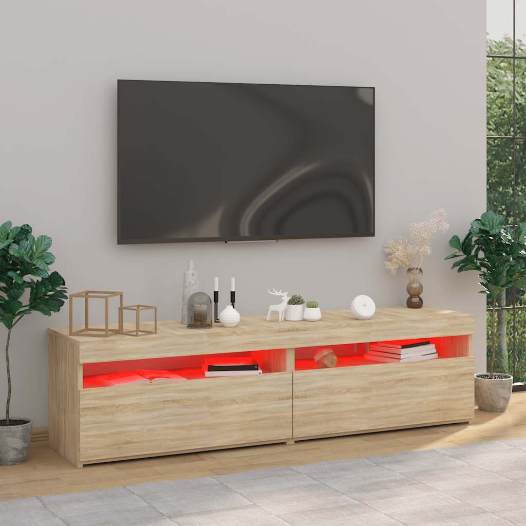 vidaXL TV-Schränke 2 Stk. mit LED-Leuchten Sonoma-Eiche 75x35x40 cm