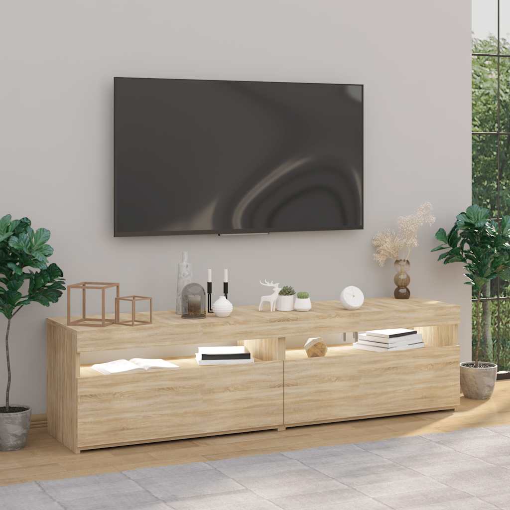 vidaXL TV-Schränke 2 Stk. mit LED-Leuchten Sonoma-Eiche 75x35x40 cm