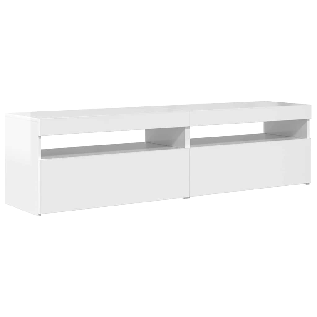 vidaXL TV-Schränke 2 Stk. mit LED-Leuchten Hochglanz-Weiß 75x35x40 cm