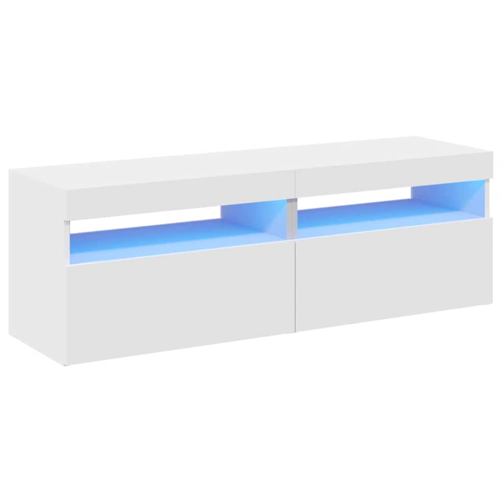 vidaXL TV-Schränke mit LED-Leuchten 2 Stk. Weiß 60x35x40cm